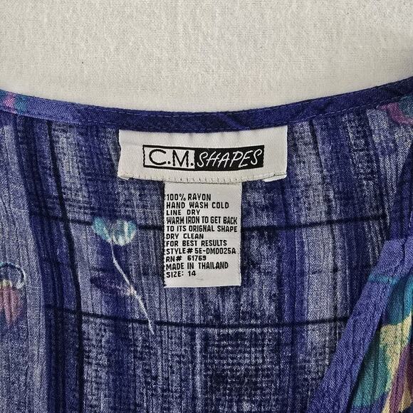 C.M Shapes Purple Floral Patchwork Sleeveless VTG Maxi Dress 14 Large Cottage - Picture 7 of 9
